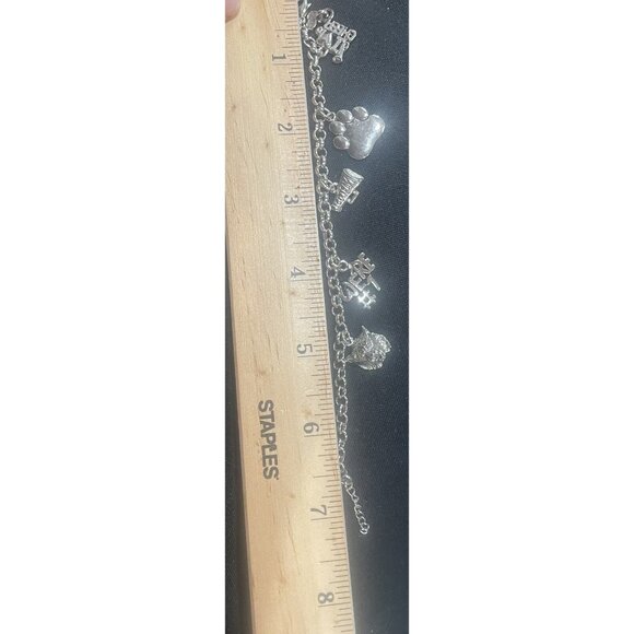 Cheer-Themed Silver Charm Bracelet With Paw Print Megaphone & "I Love To Cheer" - Picture 3 of 11